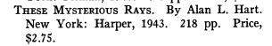 Advert for “These Mysterious Rays” by Alan L. Hart