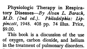 Review of “Physiologic Therapy in Respiratory Diseases” by Alvan L. Barach